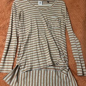 CAbi Striped Long Sleeve Top - Brown and Cream